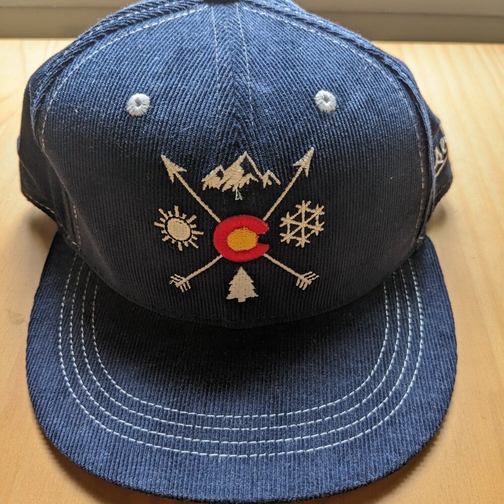 REI Colorado Corduroy Flat Brim Snapback Hat - Navy Blue